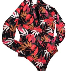 Women's Billabong long sleeve bodysuit swimwear rashguard or ski base liner